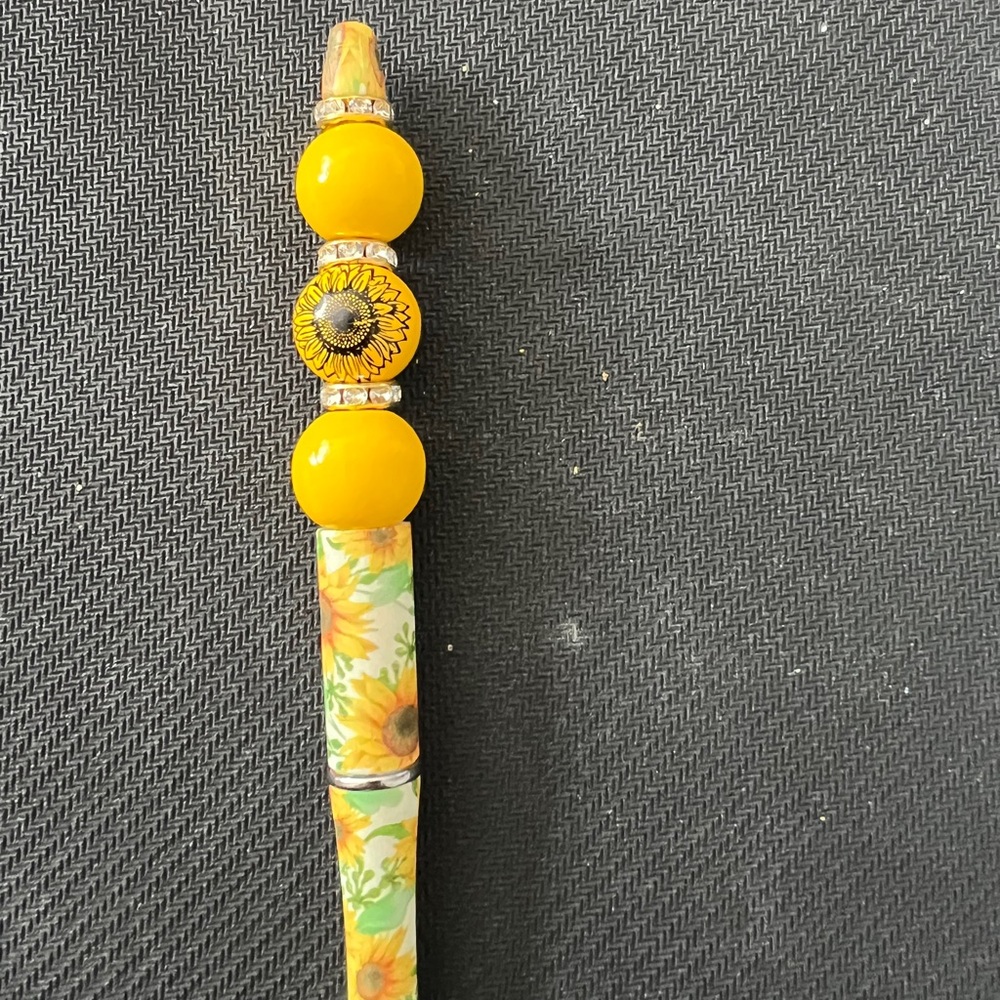 Sunflower Beaded Sunflower White Pen